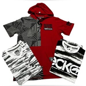 Ecko Unlimited men's 3 t-shirt bundle short sleeve hoodie red Gray size‎ small